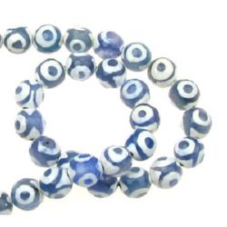 String of Colored Semi-precious Stone Beads for Jewelry Making / Blue AGATE, Faceted Ball: 10 mm ± 37 pieces