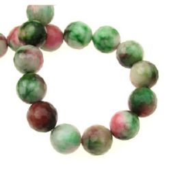 String Natural Multi-colored Beads for Jewelry Design / AGATE Stone, Faceted Ball: 12 mm ± 32 pieces