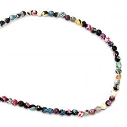 Faceted Multi-colored Natural AGATE Beads String, MIX, Ball: 6 mm ± 63 pieces