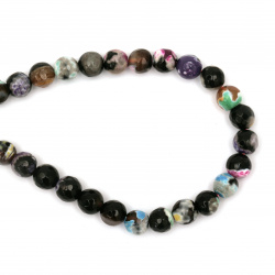 String Multi-colored Semi-precious Stone Beads / AGATE Faceted Ball: 8 mm ~ 48 pieces