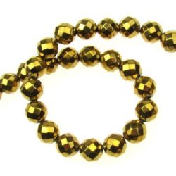 Not Available Online. You can also buy at EM ART stores and at +359 884 000 893 Gemstone Beads Strand, Non-Magnetic Synthetic Hematite, Round, Faceted, 8mm, ~54 pcs