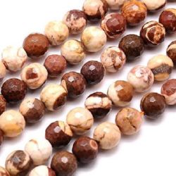 Red, Australian Picture Jasper Round Beads Strand, Faceted 8mm ~48 pieces