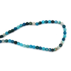 String Colored Ball-shaped Gemstone Beads / Blue STRIPED AGATE, Faceted Ball: 6 mm ± 75 pieces