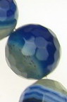 Χάντρα στρογγυλή ταγιε από ημιπολύτιμες πέτρες Αχάτη stripped 12 mm μπλε ~ 33 τεμάχια