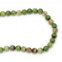 Colored Semi-precious Stone Beads String for Jewelry Design /  LACE AGATE, Green, Faceted Ball: 12 mm ± 32 pieces