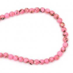 String Semi-precious Stone Beads / REGALITE Imitation, Pink, Ball: 6 mm ~ 66 pieces