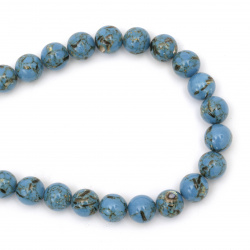 String Semi-precious Stone Beads / REGALITE Imitation, Blue, Ball:10 mm ~ 40 pieces