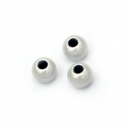 Plastic bead, art ball with coat 12x10 mm hole 4.5 mm color silver - 10 pieces