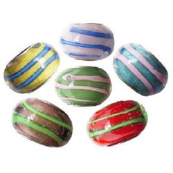 Margele ART sticlă 14x10 mm gaură 5 mm colorate manual