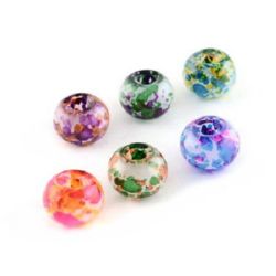 Nije dostupno online. Možete kupiti i u trgovinama EM ART i na +359 884 000 893 Okrugla staklena perla (umjetničko staklo), PANDORA stil, 12–13 x 9 mm, rupa: 4 mm, miješane boje
