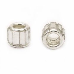 Art clear glass bead 11x9 mm hole 5 mm white