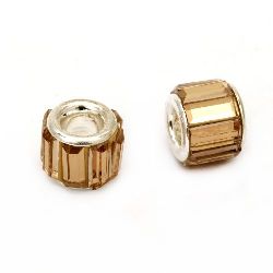 Art glass bead for necklaces, bracelets making 11x9 mm hole 5 mm brown