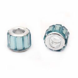 Art glass bead 11x9 mm hole 5 mm dyed blue