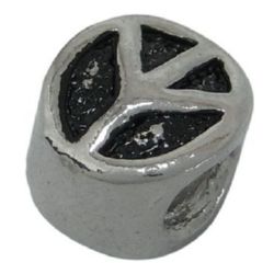 Χάντρα ART 9x8 mm τρύπα μεταλλικό σήμα της ειρήνης  4,2 mm