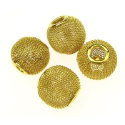 Pandora type metal mesh bead for jewelry making 16x14 mm hole 5 mm gold