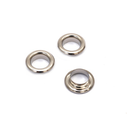 Metal Eyelets / 16x5 mm, Hole: 10 mm / Silver Color - 20 pieces