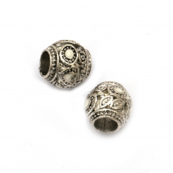 Tibetan Style Engraved Metal ART Bead for DIY Jewelry Findings, 10x10 mm, Hole: 4.5 mm