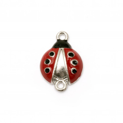Connecting element metal ladybug 20x14x5 mm hole 1.5 mm color silver -2 pieces