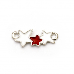 Two color stars, metal connecting element 19.5x8x2 mm hole 1. 5 mm color silver -  2 pieces