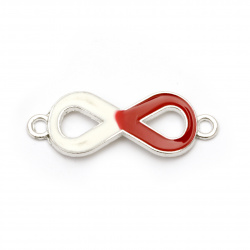Two color connecting element, metal infinity sign 40x15x2.5 mm hole 3 mm silver liner - 2 pieces