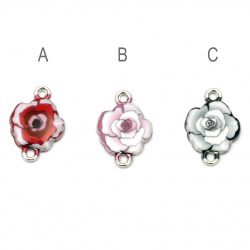 Painted fastener, metal rose 19x13.5x2.5 mm hole 1.5 mm color silver - 2 pieces