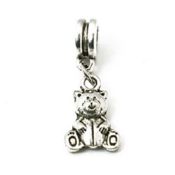 Metal jewellery charm bear 27 mm