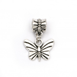 Pendant ART metal butterfly 11.5x15.5x1.5 mm hole 5 mm color silver