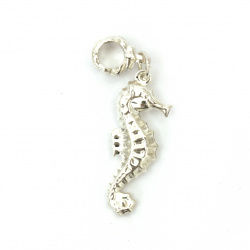 Metal ART Pendant for DIY Jewelry Design / Seahorse, 39 mm, Hole: 5 mm, Silver