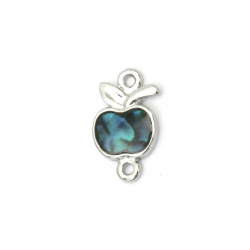 Metal apple form, connecting element with mother-of-pearl 17x10x2 mm hole 1.5 mm - 5 pieces