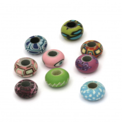 Colorful art washer bead 14~16x7~9 mm hole 6 mm - 1 piece