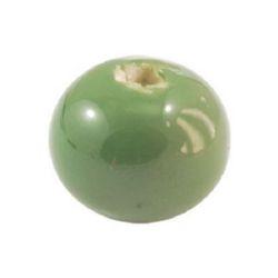 Bilă de porțelan 13x11,5 mm gaură 2 mm verde -5 bucăți