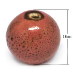 Sprayed Porcelain Ball with a Glossy Glaze, 16 mm, Hole: 2 mm pink - 4 pieces