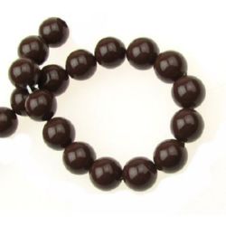 String of Glossy Porcelain Balls for Jewelry Making and Decoration, 8 mm, Brown ~ 47 pieces
