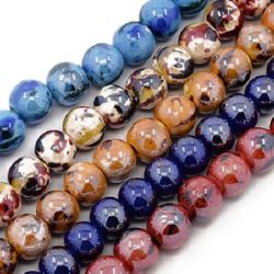 Porcelain Beads Strand, Round, Painted, Pearl, Handmade, 14mm, hole 3mm, ~29 pcs