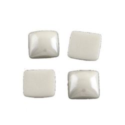 Porcelain beads for gluing square 6x6x3 mm white -50 pieces