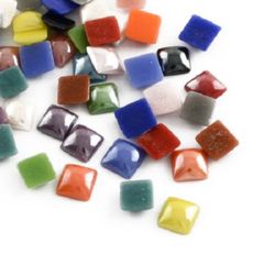 Porcelain beads for gluing square 8x8x3 mm MIX -50 pieces