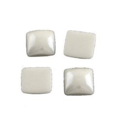 Porcelain beads for gluing square 8x8x3 mm white -50 pieces