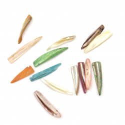 Bead mother-of-pearl 2 ~38x4 11x3~7 hole 1 mm mix - 20 grams ~14 pieces
