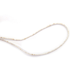 Наниз мъниста полускъпоценен камък седеф, бяло топче -2 мм, дупка -0.5 мм  ±190 броя