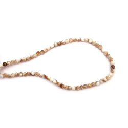 Наниз мъниста полускъпоценен камък седеф, бежово топче -4 мм, дупка -1 мм  ±98 броя