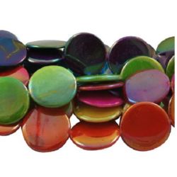 Stoc epuizat. Primeste notificare pe email cand produsul revine in stoc Sirag monedă sidefată 18x3,5 mm gaură 1 mm pictată RAINBOW ASSORTE ~ 22 bucăți