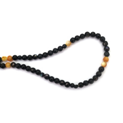 Наниз мъниста полускъпоценен камък седеф, черно-кафяво топче -6 мм, дупка -1 мм   ±68 броя