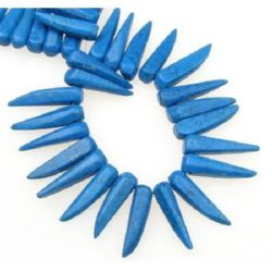 Stoc epuizat. Primeste notificare pe email cand produsul revine in stoc Margele de coarde semiprețioase piatră CORAL cipuri albastre 25x7 mm ~ 42 cm