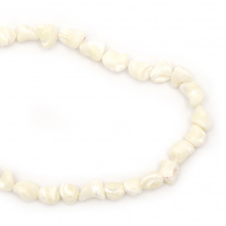 String ASSORTED Shapes Mother-of-Pearl Beads, Class: A, 7 ~ 10x7 ~ 14 mm, Hole: 1 mm ~ 44 pieces