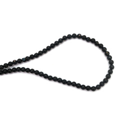 Наниз мъниста полускъпоценен камък седеф, черно топче -3 мм, дупка -1 мм  ±135 броя