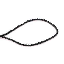 Наниз мъниста полускъпоценен камък седеф, черно топче -4 мм, дупка -1 мм  ±100 броя