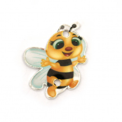 Metal Connecting Element / Bee, 24x19x1.5 mm, Hole: 2 mm - 2 pieces