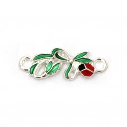 Colored Metal Connecting Element / Snowdrop, 23x8x3 mm, Hole: 2 mm, Silver -2 pieces