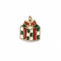 Stoc epuizat. Primeste notificare pe email cand produsul revine in stoc Pandantiv metalic Cadou de Crăciun 14x10x3 mm gaură 1 mm culoare auriu -2 bucăți