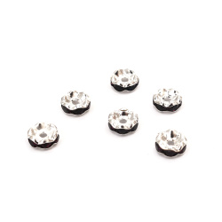 Metal Spacer Beads QUALITY "A"  / 8x3.5 mm, Hole: 1.5 mm / Silver with Dark Purple Crystals - 10 pieces